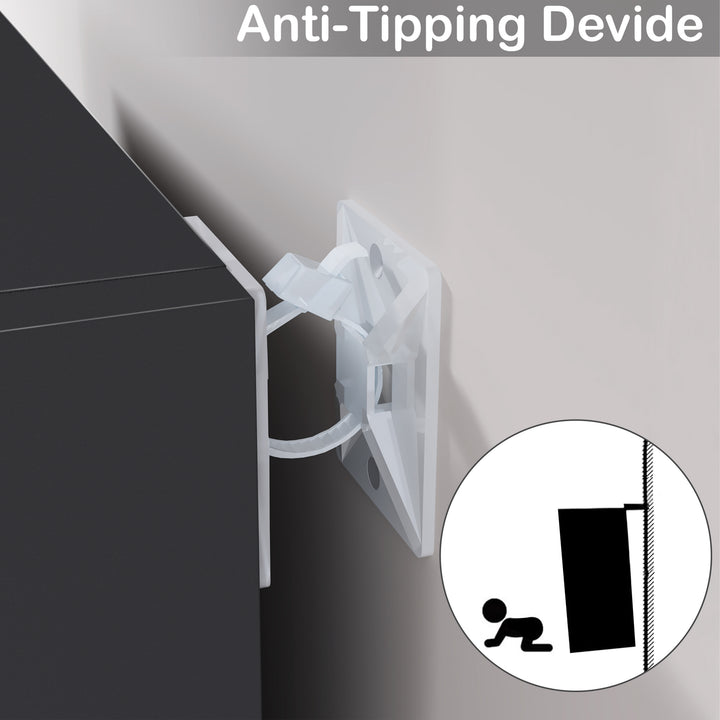 [2 Shelf | Black] safety fitting on black-painted bedside-height cabinet, brass candleholder nearby