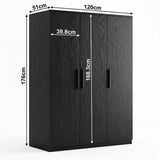 [Black] Dimension diagram showing 120cm width, 176cm height, 51cm depth, and 39.8cm door section