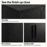[Black] Finish detail collage showing top edge, door grain texture, and matte handle profile