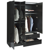 Black 3-door wardrobe on sale, offering sleek storage with ample space for your essentials.