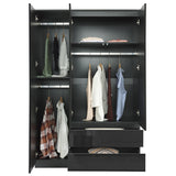 Black 3-door wardrobe with drawers – sleek and functional storage solution for your bedroom.