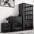 High Gloss 3 Piece Wardrobe Set with Chest of Drawers