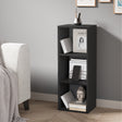 [3 Shelf | Black] study corner setup with black panel desk-height bookcase over dark walnut floor