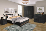 Black 4 piece bedroom furniture set with wardrobe high gloss finish modern and elegant.