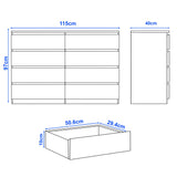 [black] dimension diagram: 115cm x 40cm x 97cm with individual drawer sizes labelled