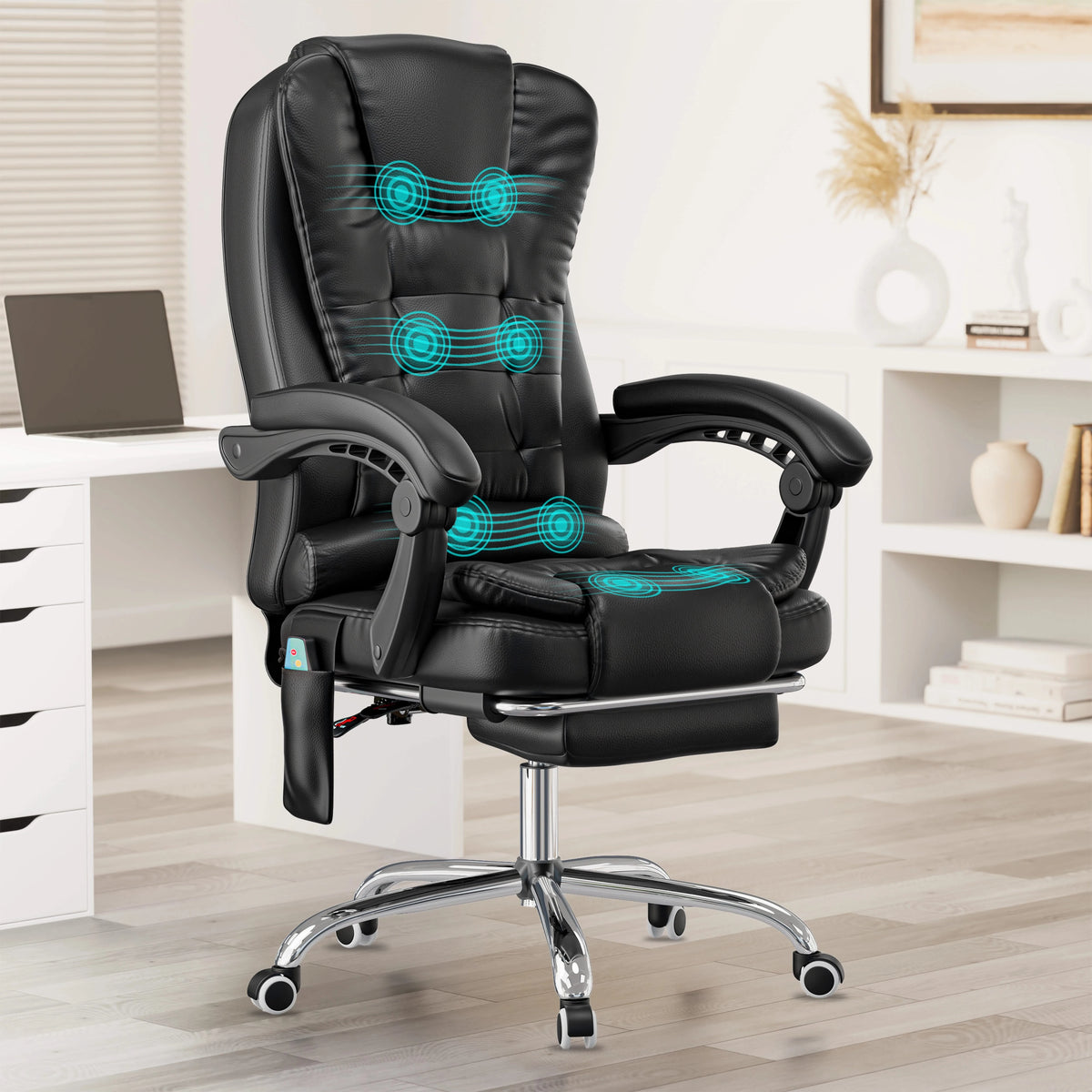 Massage Office Chair Footrest Ergonomic Desk Chair