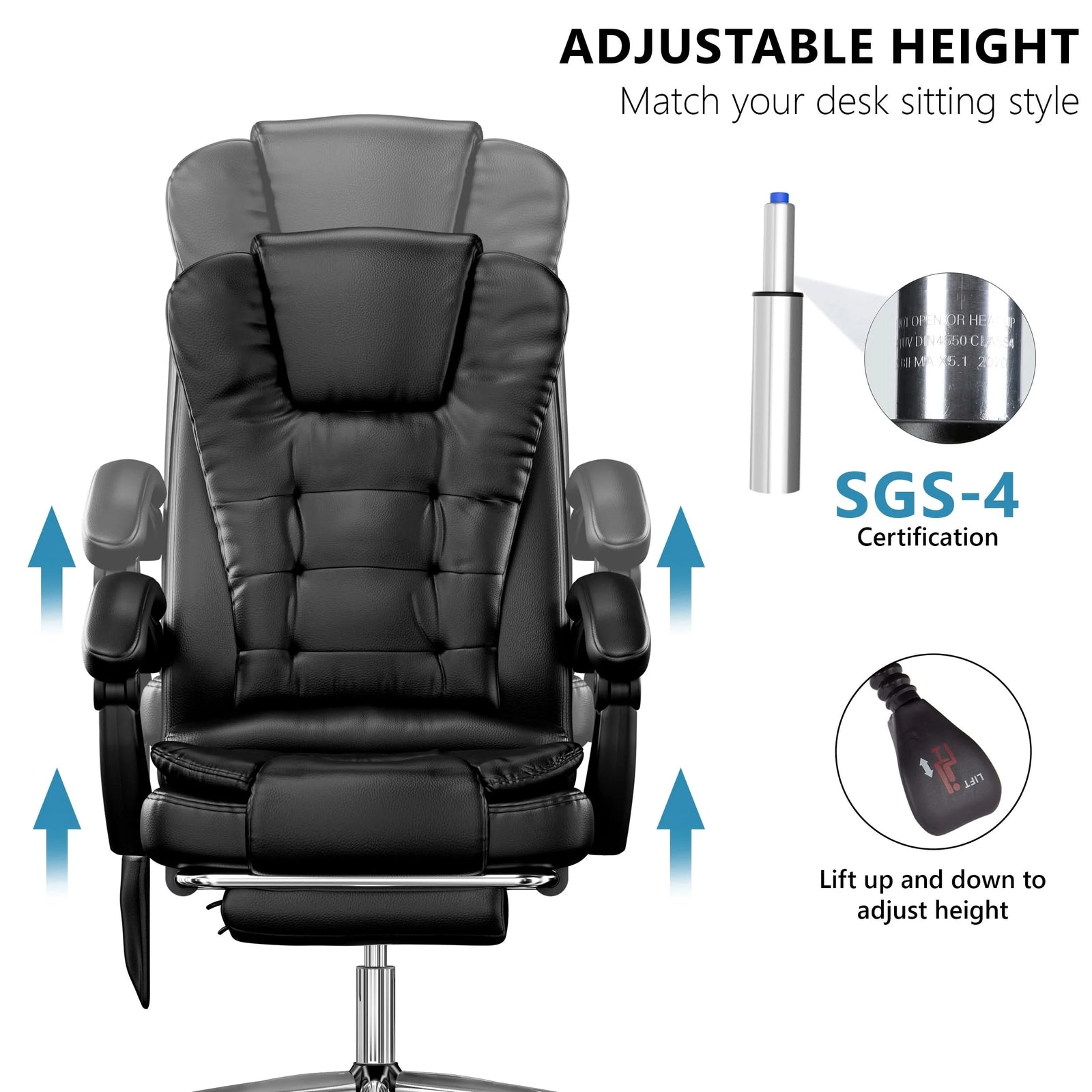 Massage Office Chair with Footrest - Ergonomic Desk Chair | DHS Massage Office Chair with Footrest - Ergonomic Desk Chair | DHS