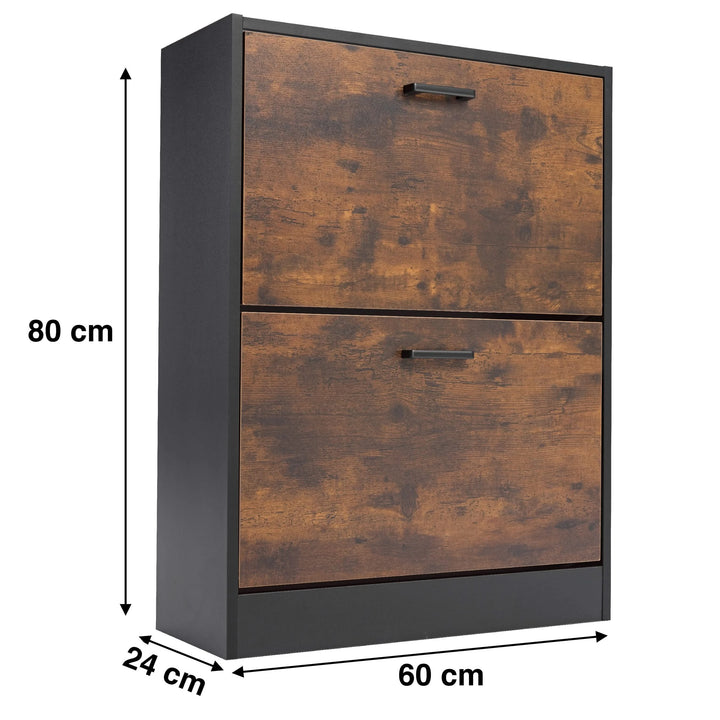 [Black & Rustic] Dimension of the hallway shoe storage unit: width 60 cm, depth 24 cm, and height 80 cm.
