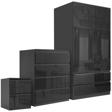 Black bedroom furniture set with modern design, perfect for sleek bedroom decor.