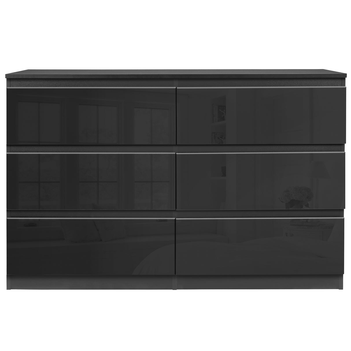 Black chest of drawers large size, offering spacious storage with a sleek and modern look.