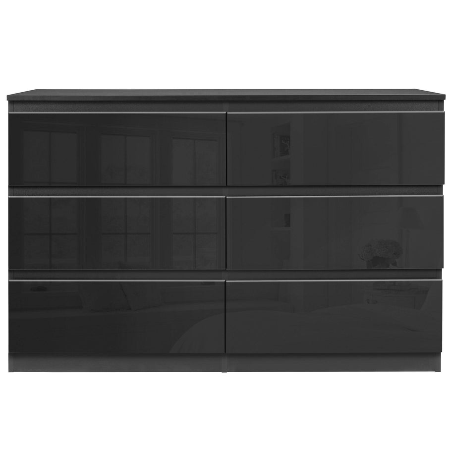 High Gloss Large Chest of Drawers 6 Drawer Dressers