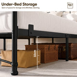 [Black | Double] Graphic showing 32 cm space under the black bed frame, with baskets and luggage stored below.