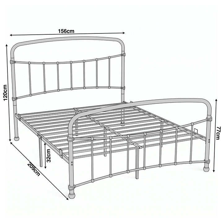 [Black | King] Dimension of a bed frame, 156cm(W) x 209 cm (L) x 32 cm (H), with head height 120 cm, foot height 77 cm.