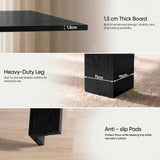 [Black] Detail guide of flip-top extendable dining table: 1.5cm board, 11cm heavy duty leg and anti-slip footpads. 