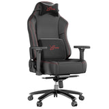 Office Gaming Chair with Wide Seat PC Computer Gamer Chair Xstriker in black with red stitching, featuring thick seat cushion, lumbar and neck support.