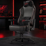 [Black] Xstriker High-Back Ergonomic Gaming Chair with Lumbar Support placed on a rug in a gaming room.
