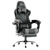 Xstriker office Chair With Footrest in black and grey, featuring ergonomic design, lumbar support, and retractable footrest for home or office use.