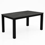 [160cm | Black] Hartley extendable dining table in regular 160cm size with wood-effect top, thick square iron legs and frame
