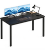 [120 X 50 cm] Home Office Desk shown on plain white background with dual monitors, keyboard, mouse, anglepoise lamp, and succulent in white pot