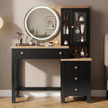 Linra Black Painted Dressing Table with LED Mirror and Storage