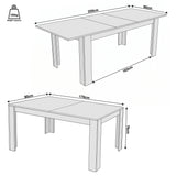 [Black Marble] Dimension diagrams show the table at 170 and 220 cm long; both are 90 cm deep and 76 cm high; capacity: 100 kg.