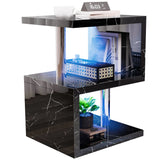 Small Sofa Side Table with Storage & LED - High Gloss End Table