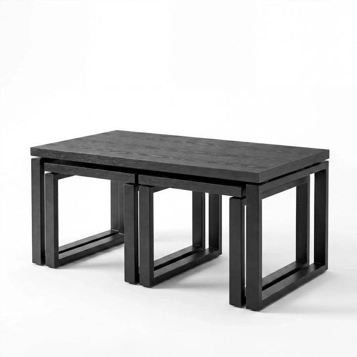 [Black] Nestline nesting table three-piece nested table set shown on a clean white background