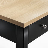 [Black] Close-up of the oak-effect top edge, drawer front and round metal knob
