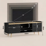 [Black] Larvik TV unit schematic showing 140x40x55cm and TV diagonal markers at 43, 50, 55 and 65 inches