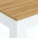 [4 Seater | Black] Dining Table and Chairs Set close-up corner detail showing oak-effect pine tabletop surface texture and white painted table leg