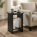 Small Round Side Table with Shelf Living Room Sofa End Table