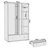 [Black] Selby wardrobe technical line drawing with labelled dimensions: 102cm wide, 176cm tall, 50cm deep, 141cm rail height
