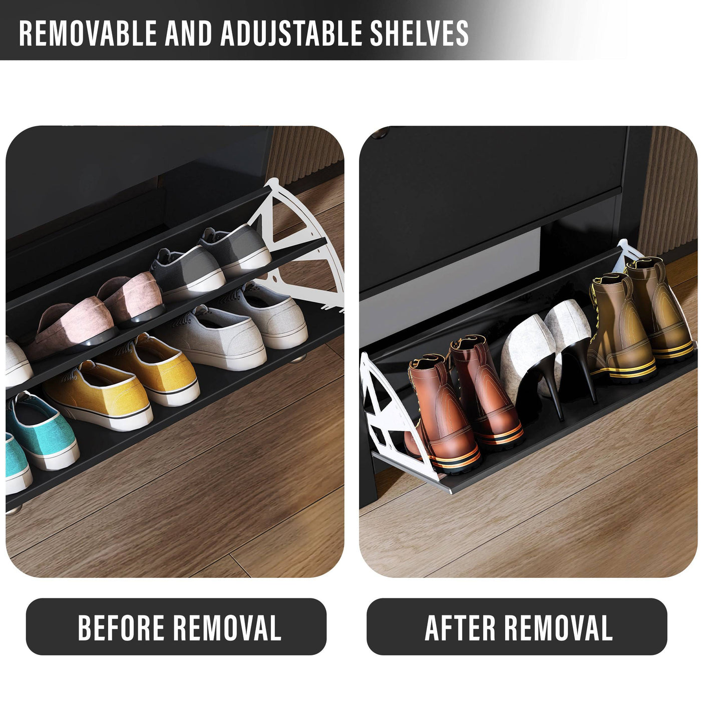 Blisswood black shoe cabinet for hallway, available at Dream Home Store in UK.