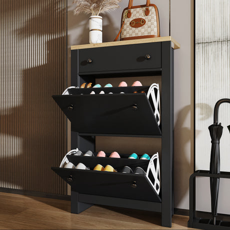 Blisswood black shoe cabinet with shelves available at Dream Home Store in UK.