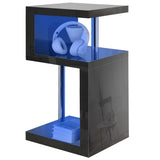 Black side table for living room with built-in LED lights, adding a stylish glow to your space.