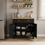 Linra Sideboard Cabinet with Oak Top and Storage