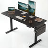 [110cm x 60cm] Black Electric Standing Desk with dual monitors, laptop, and accessories. Adjustable height ideal for gaming or office setups.