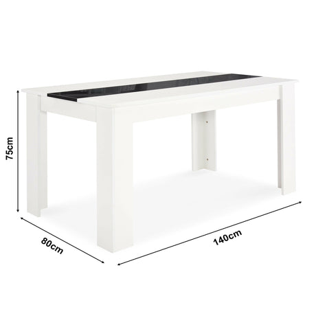 Black white dining table dimensions 140cm x 80cm x 75cm stylish modern for dining spaces