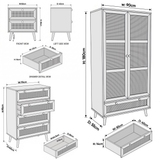 [Black] Wovena rattan bedroom furniture set: wardrobe 90 x 55 x 180, chest 95 x 40 x 70, bedside 50 x 40 x 55