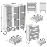 [Black] Wovena rattan bedroom furniture set: wardrobe 138 x 55 x 180, chest 70 x 40 x 95, bedside 50 x 40 x 55