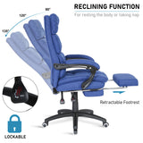 Blisswood executive office chair with reclining function, retractable footrest, & lockable feature.