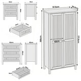 [Blue] Linra bedroom furniture set: wardrobe 97.5 x 55.5 x 186, chest 83 x 42 x 80, bedside 50 x 40 x 60 cm