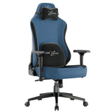 Xstriker Ergonomic Fabric Gaming Chairs in blue with 4D adjustable armrests and lumbar support, ideal for adult gamers and office setups.