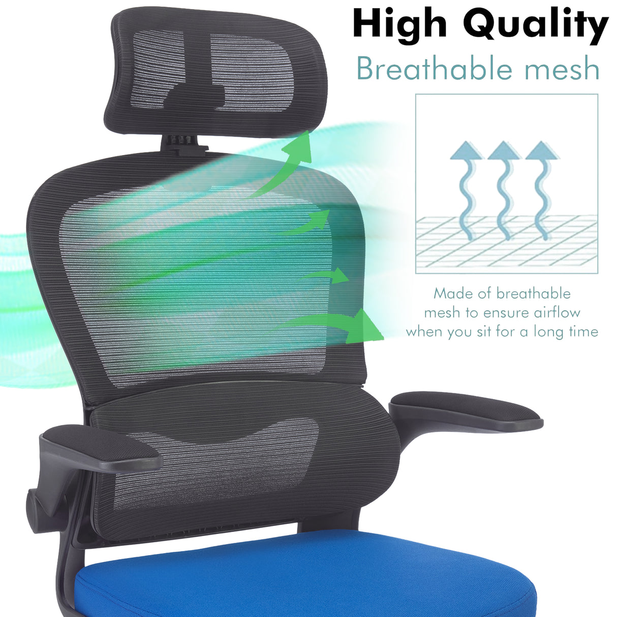 Blue Black Adjustable Headrest Office Chair – Ergonomic Design, Comfortable & Stylish