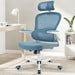 Comfortable blue chair office with armrest for ergonomic seating and productivity.