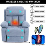 Blue electric recliner chair fully reclined with integrated footrest for ultimate comfort.