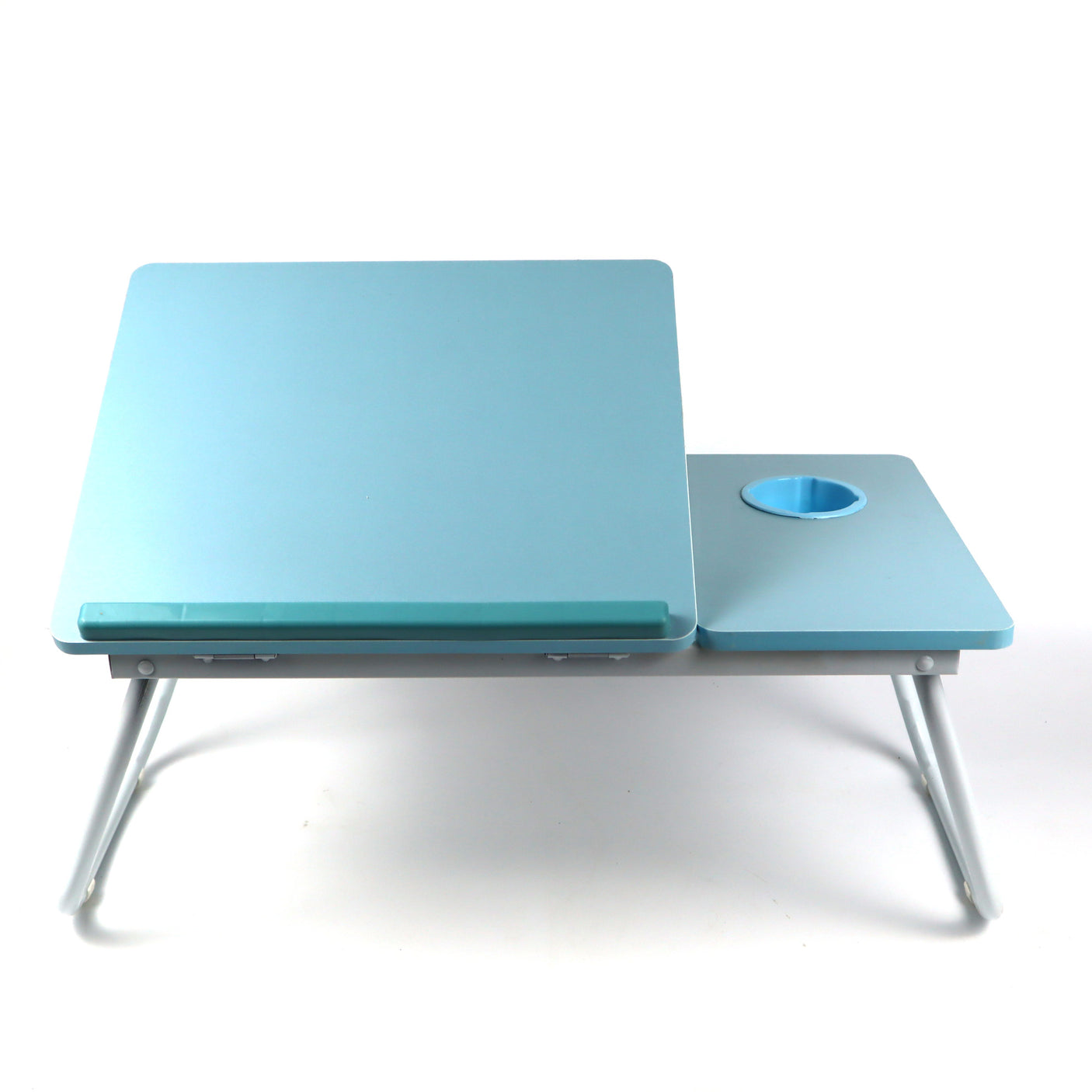 Blue height-adjustable bed laptop desk, providing comfort and convenience for working, reading, or using your laptop from your bed