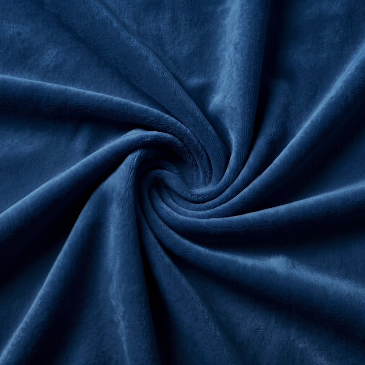 [King | Blue] Close-up of soft plush velvet upholstery showing its smooth pile and sheen