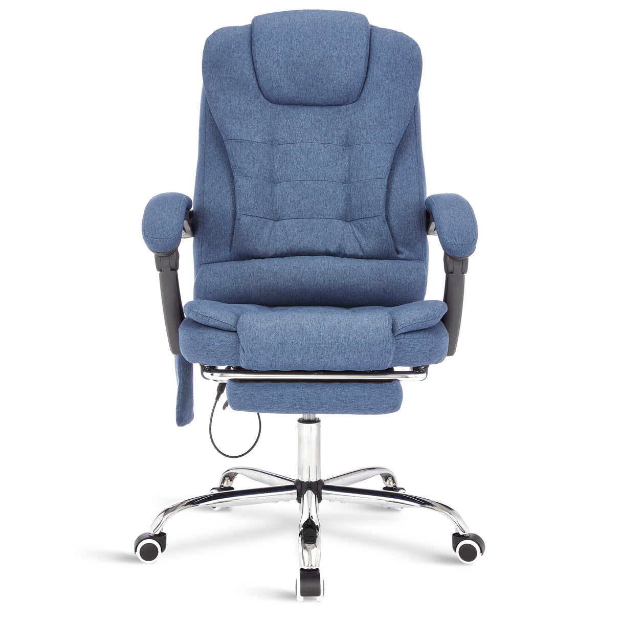 Blisswood blue linen massage desk chair for ergonomic comfort, available in UK.