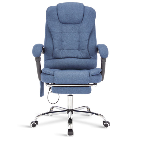 Blisswood blue linen massage desk chair for ergonomic comfort, available in UK.